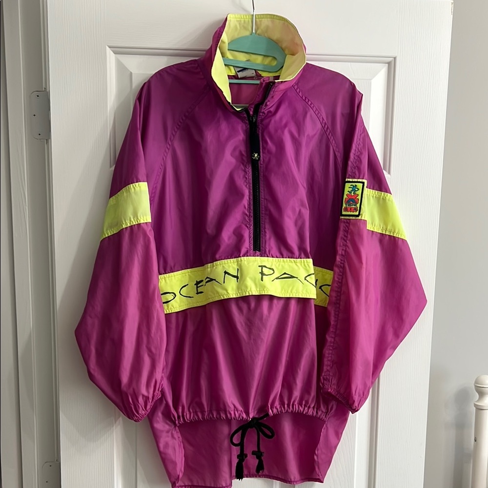 VINTAGE Ocean Pacific Magenta and Neon Yellow Jacket